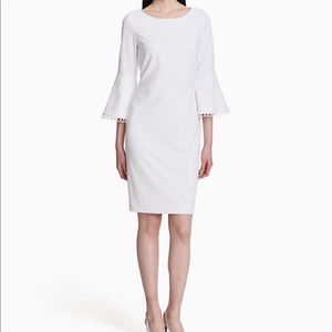 Calvin Klein Bell Sleeve Dress in White